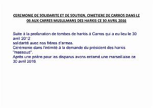 CEREMONIE CIMETIERE DE CARROS AUX CARRE MUSULMANS DES HARKIS 30 04 2016 (0)